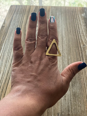 Polished Brass Adjustable Pyramid Ring