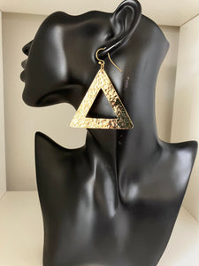 Handmade Hammered Brass Pyramid Earrings