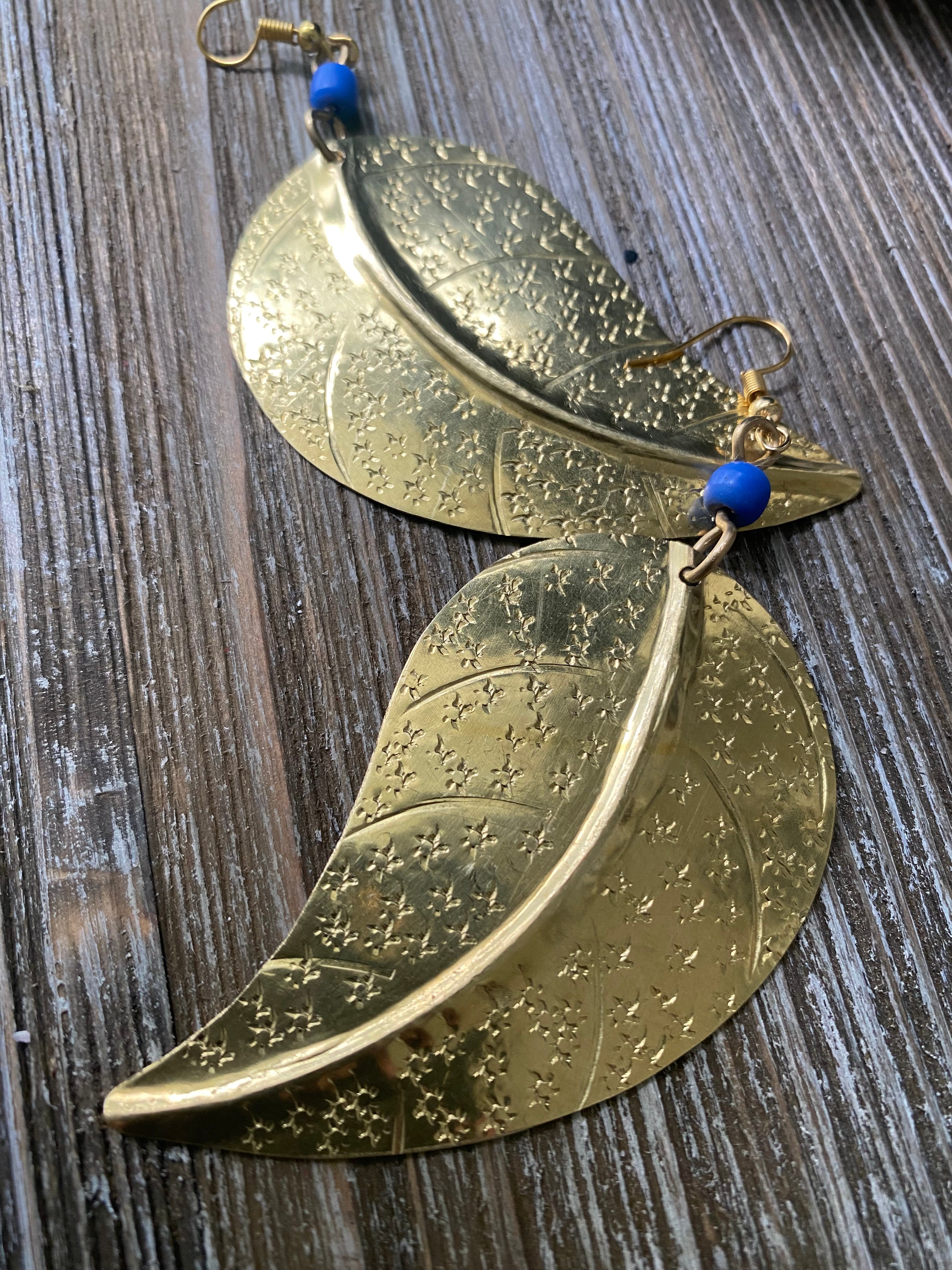 Leaves in Brass and Blue