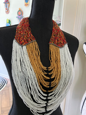Multicolored Seed Bead Statement Necklace