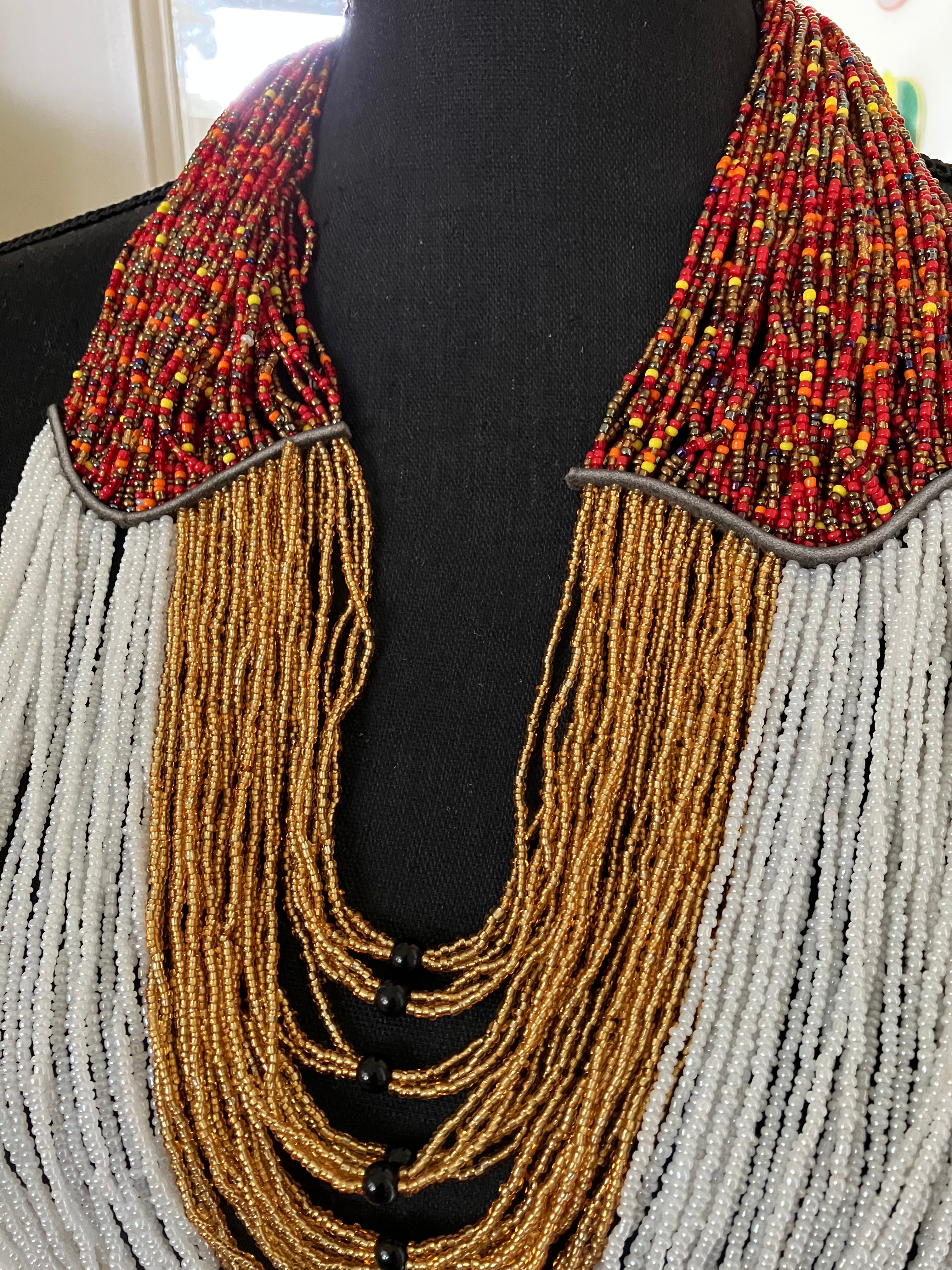 Multicolored Seed Bead Statement Necklace