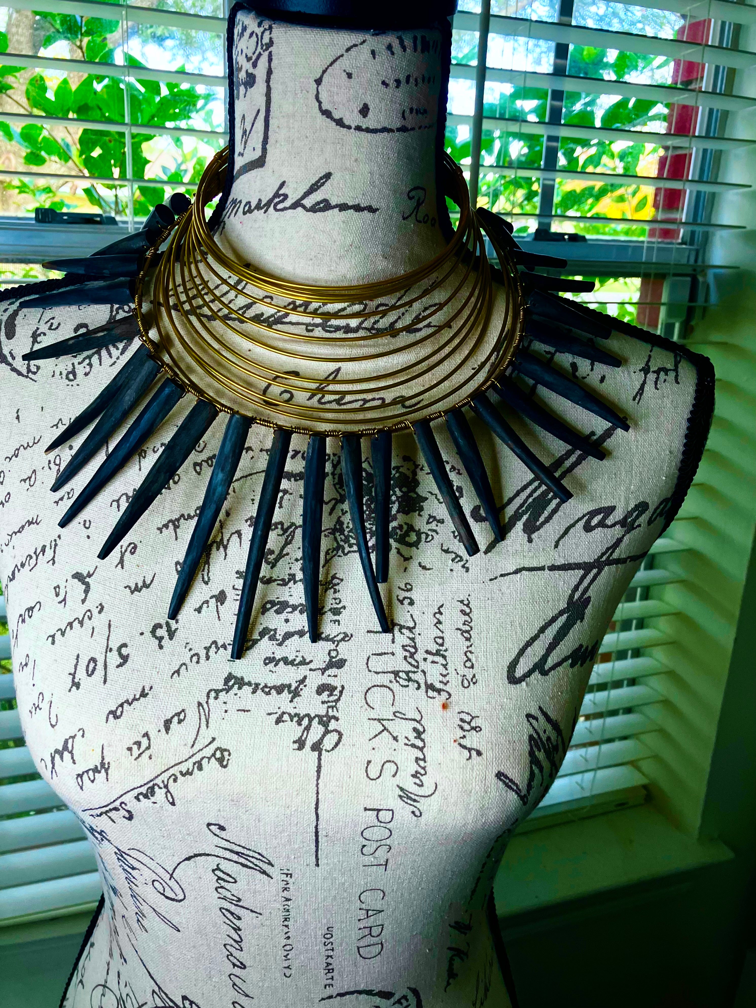 Wakanda Forever African Brass Statement Necklace