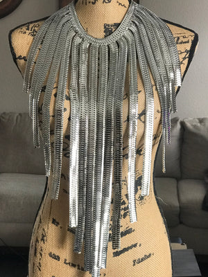 Silver Shimmy Super Maxi Necklace and Earring Set