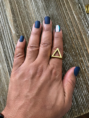 Adjustable Brass Pyramid Ring
