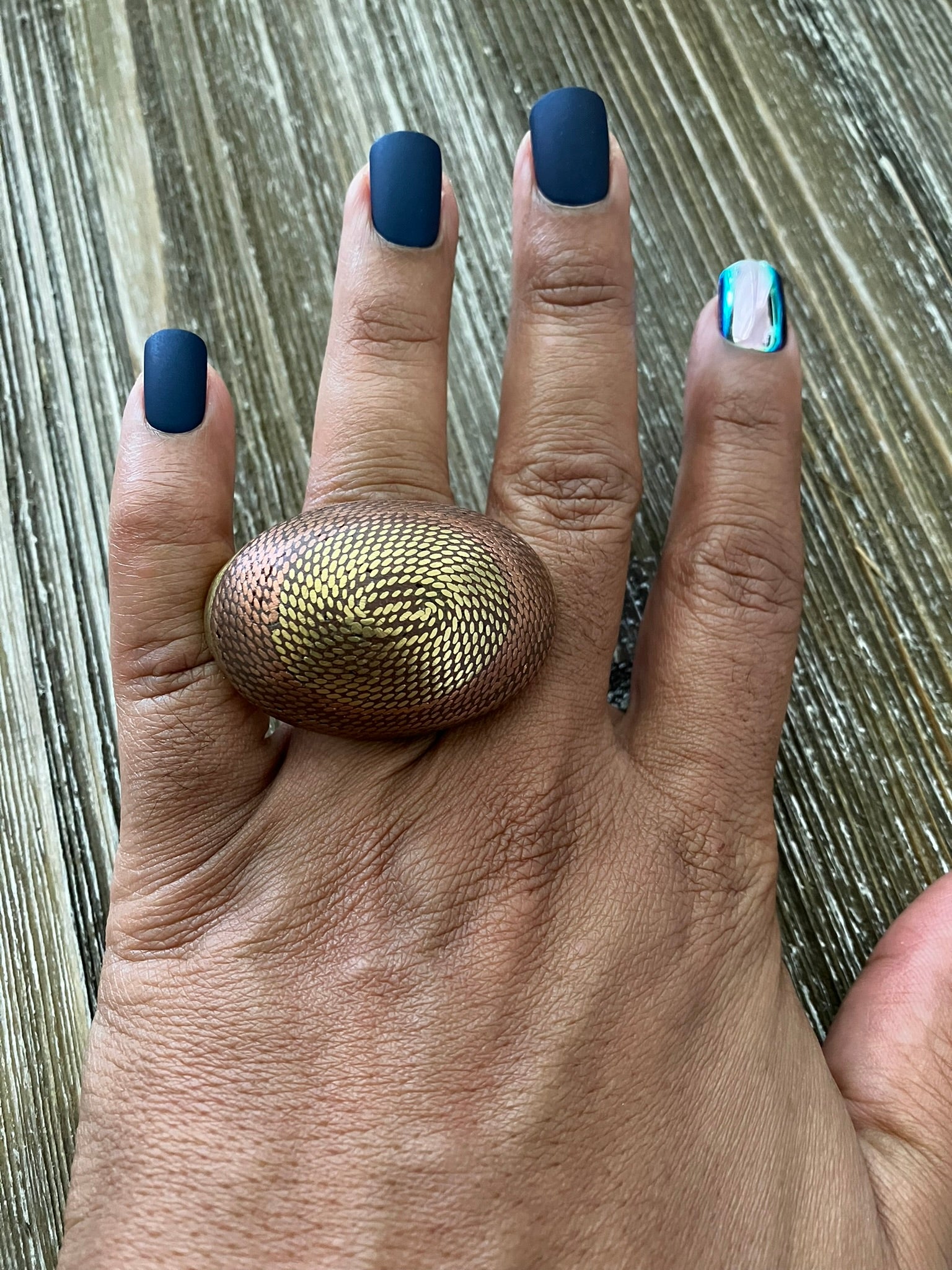Braided Metal Oval Ring