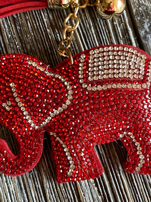 Red Elephant Bling Keychain