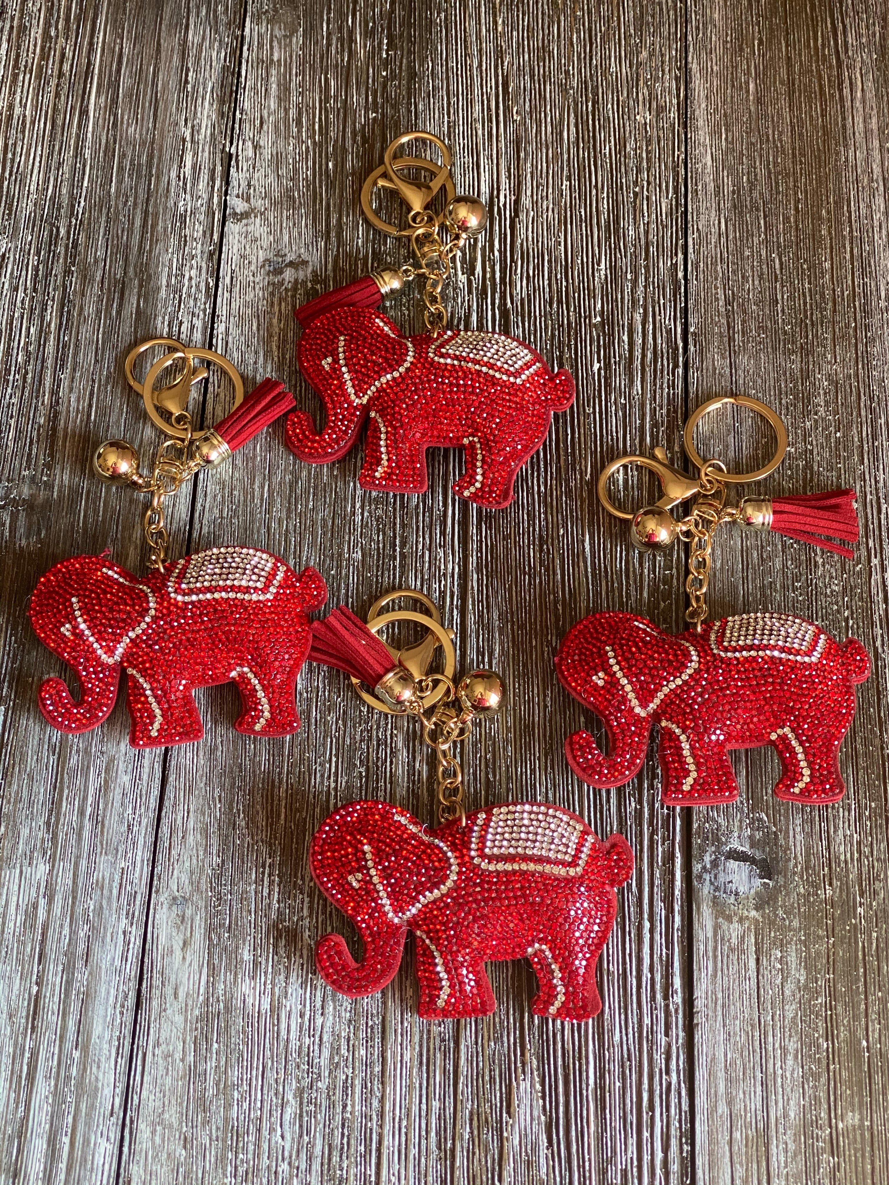 Red Elephant Bling Keychain