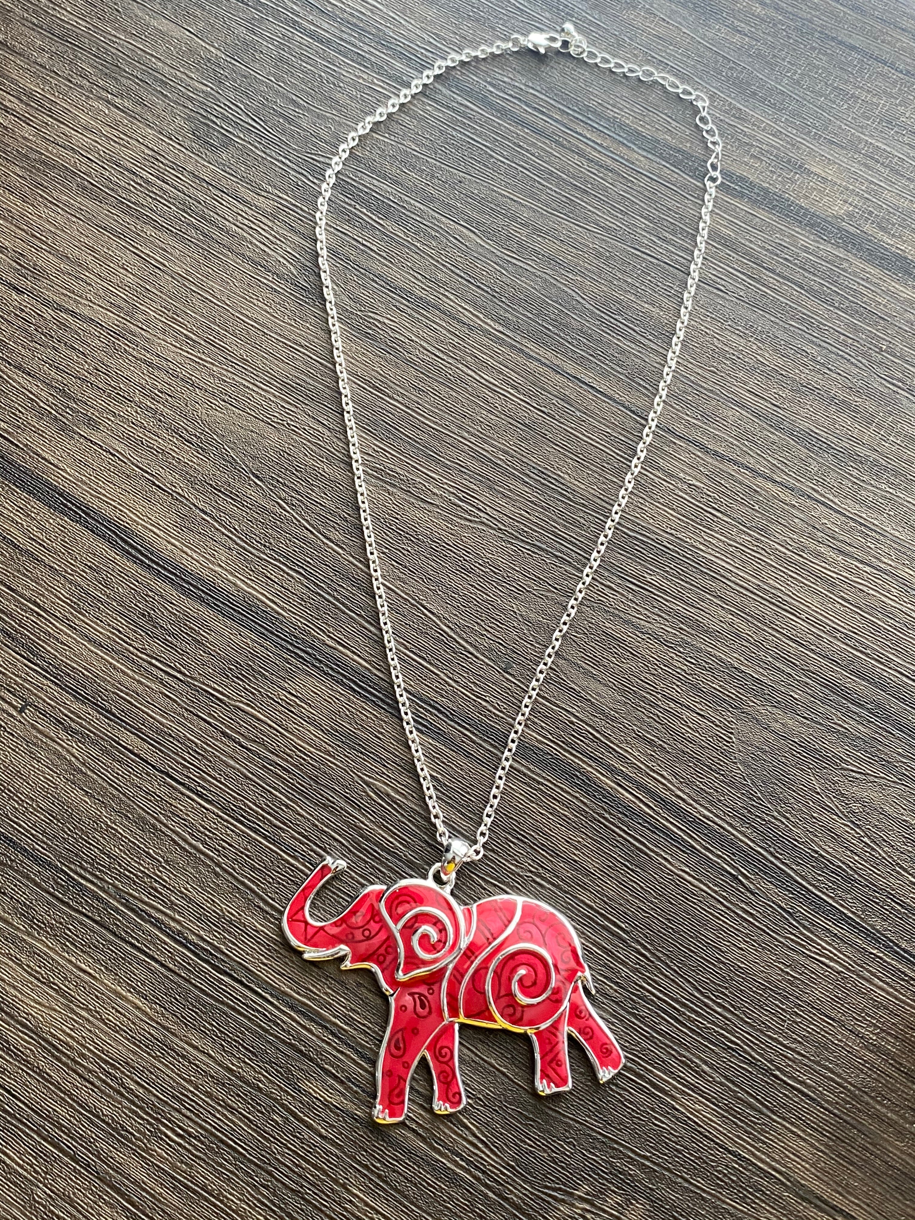 Red and Silver Contemporary Elephant