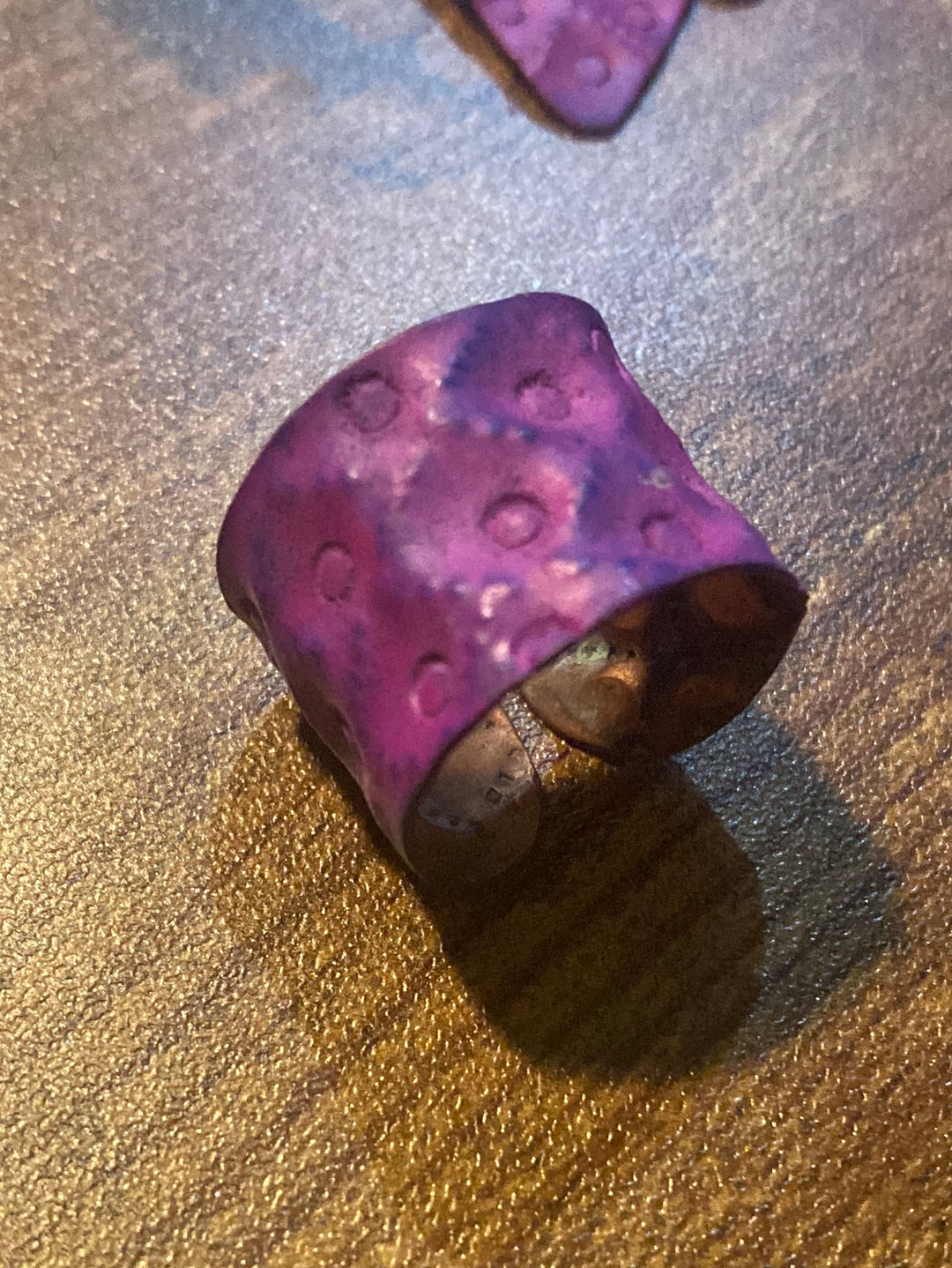 Copper Patina Cuff Bracelet - Diamonds in Purple